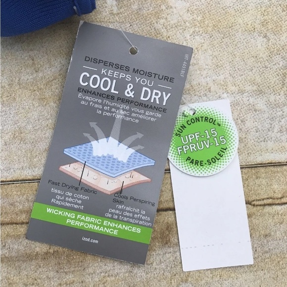 Izod X-Treme Function Cool-FX Men’s Blue Striped Golf Polo Shirt Size Large - Picture 4 of 4